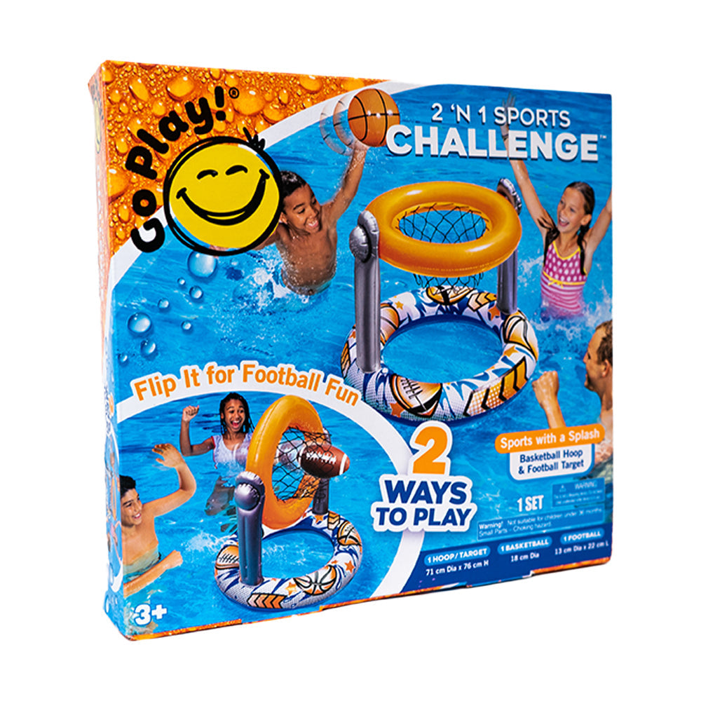 GO Play! 2 In 1 Sports Challenge Basketball/Football Inflatable Pool Game 3y+