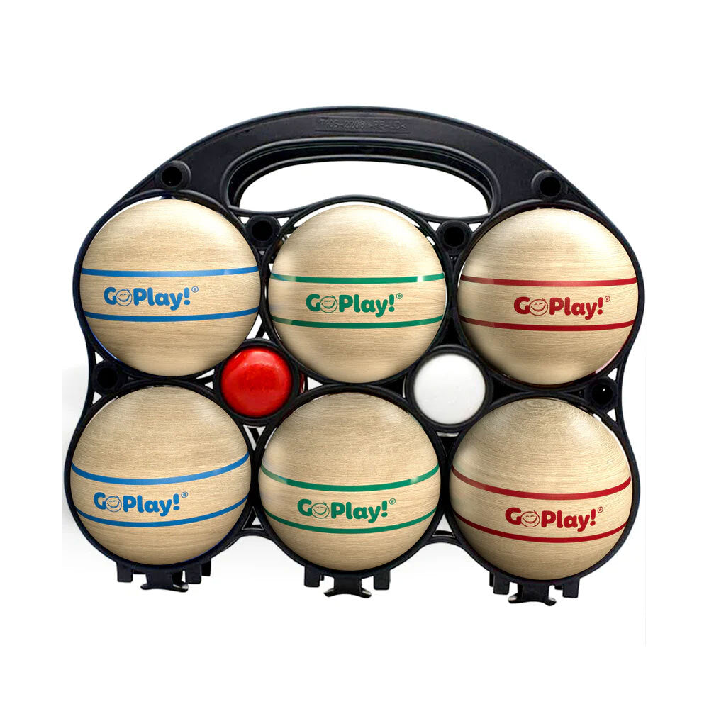 GO Play! Outdoor Garden Games Kids/Childrens Wooden Bocce Balls Set 8Y+