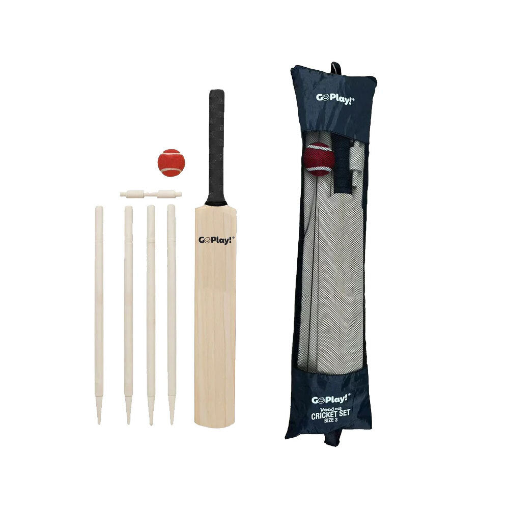 GO Play! Outdoor Garden Games Kids/Childrens Wooden Cricket Set Size 3 8Y+