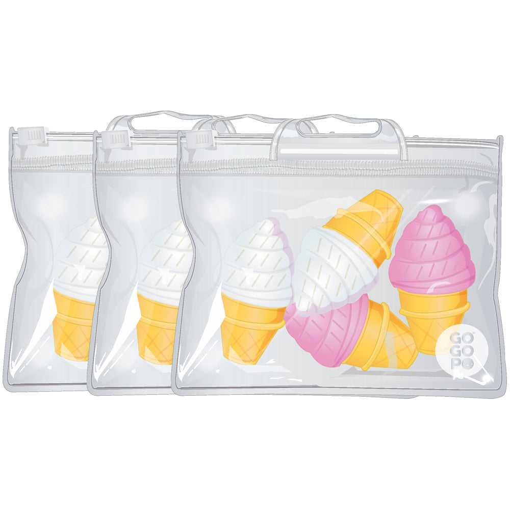 Gogopo Mini Ice Cream Cute Erasers Fun School/Office Stationery Kids Assort (3 Pack)