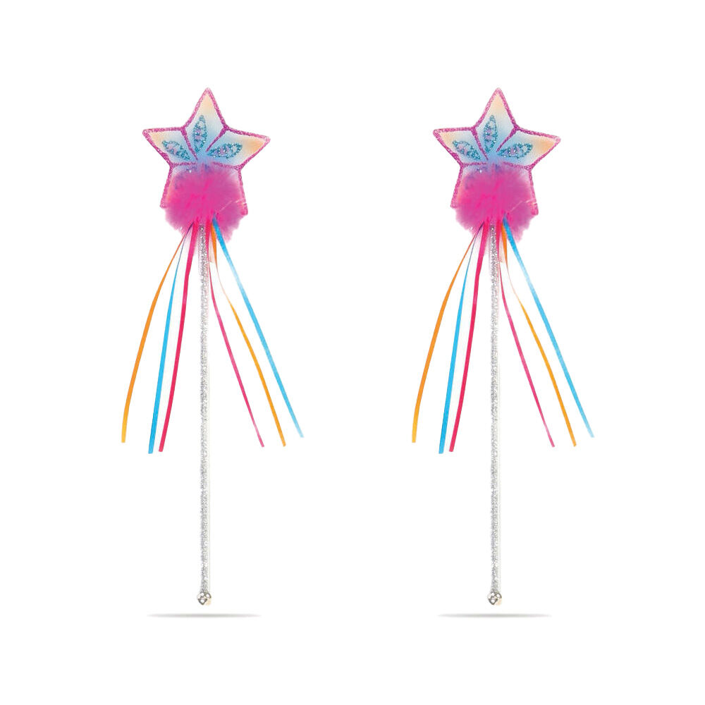 Great Pretenders Multi Pastel Hot Pink Glitter Rainbow Wand Kids Costume Toy (2 Pack)