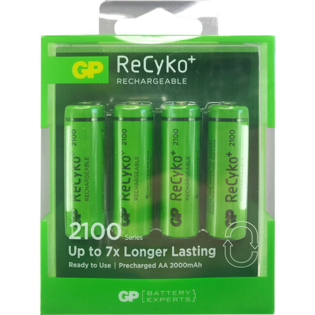 GP ReCyko+ 2100 Series 2100mAh AA Rechargeable 1.2V NiMH Battery f/ Cameras (4 Pieces)