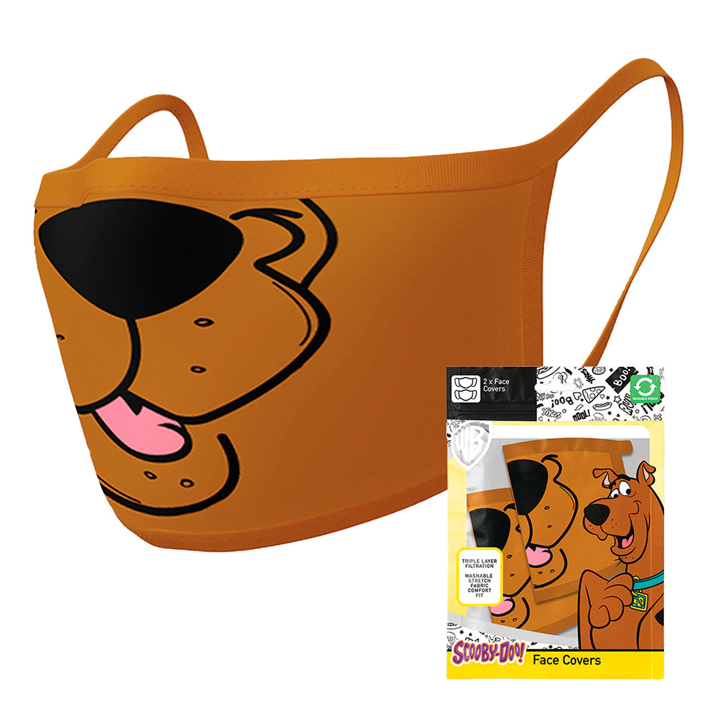 Scooby Doo! Kids TV Cartoon Mouth Fabric Reusable Mask/Face Covering (2 Pieces)