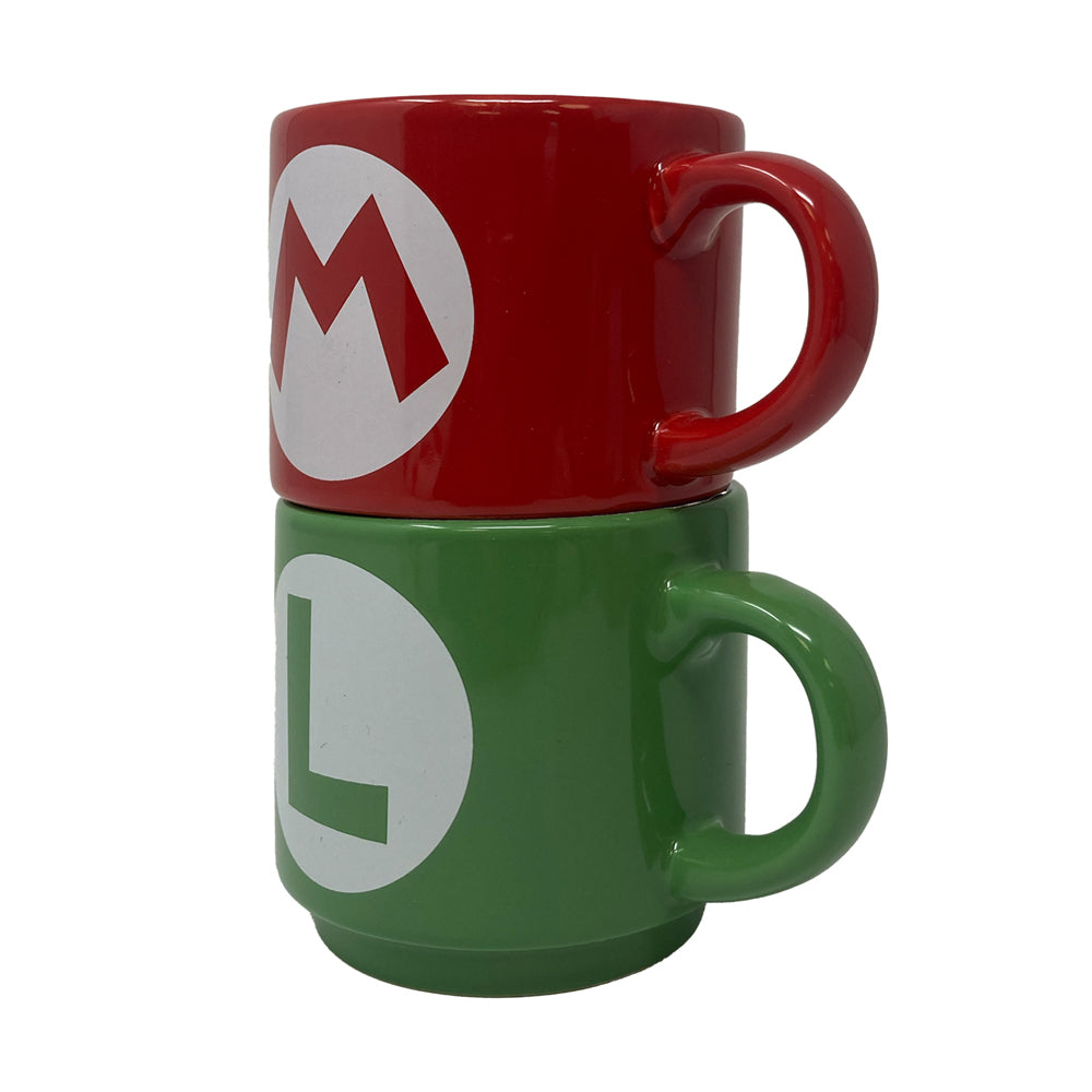 Super Mario Bros Stackable Coffee/Drink Mug Ceramic Set Mario Luigi Initial (2 Pieces) — image 2
