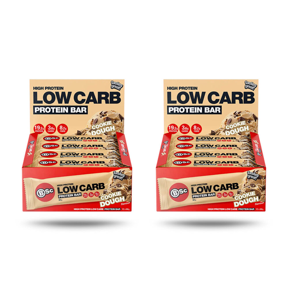 BSc 12PK BSc High Protein Low Carb Bar No Added Sugar 60g Serve Cookie Dough (2 Pack)