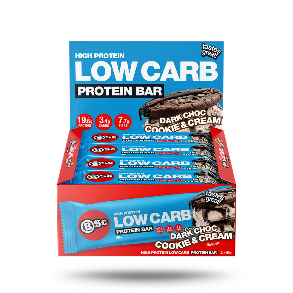 BSc High Protein Low Carb Bar 60g Serve Dark Chocolate Cookie (12 Pack)