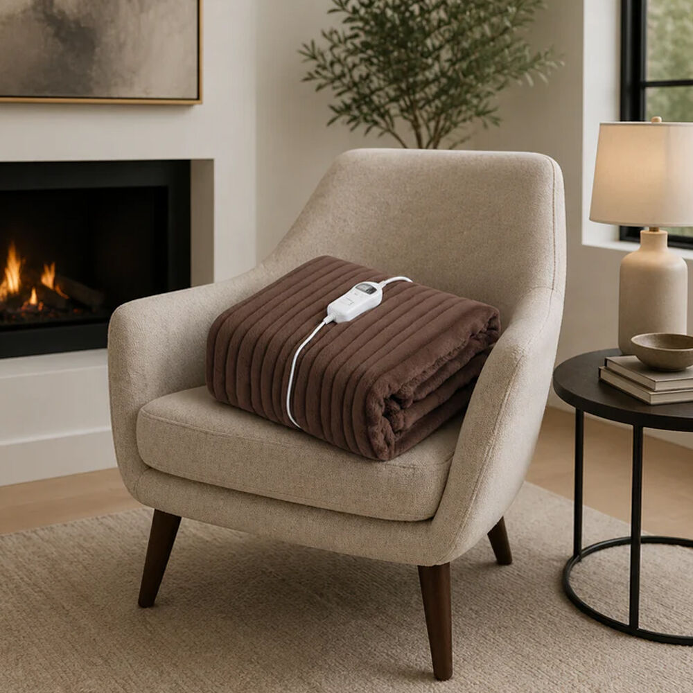 Goldair Platinum XL Faux Fur Reversible Heated Throw Blanket 180x200cm Brown — image 3