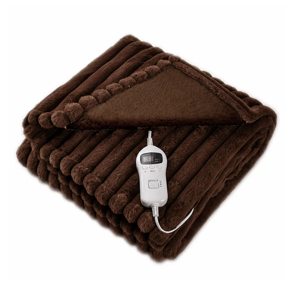 Goldair Platinum XL Faux Fur Reversible Heated Throw Blanket 180x200cm Brown