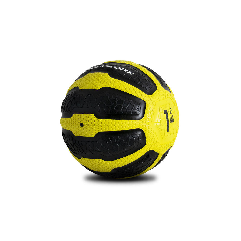 Bodyworx Medicine Ball Home Gym Crossfit Workout Exercise 1kg Black/Yellow — image 2