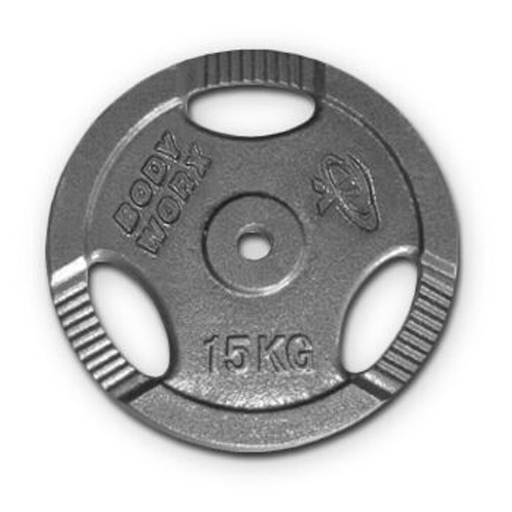 Bodyworx Ezy Grip Standard Disc Cast Iron Weight Plate Home Gym 30mm Hole — 15kg