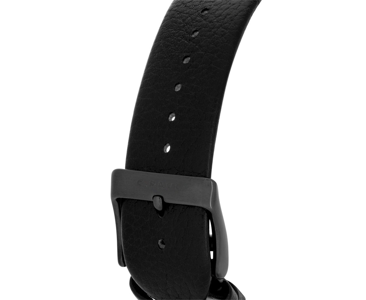 Christian Paul Men's 43mm Strand Grid Wrist Watch w/ Leather Strap Band Black — image 2