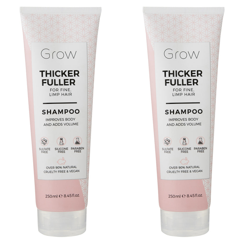 Grow Thicker Fuller 250ml Volume Shampoo Hair/Scalp Care For Fine/Limp Strand (2 Pack)