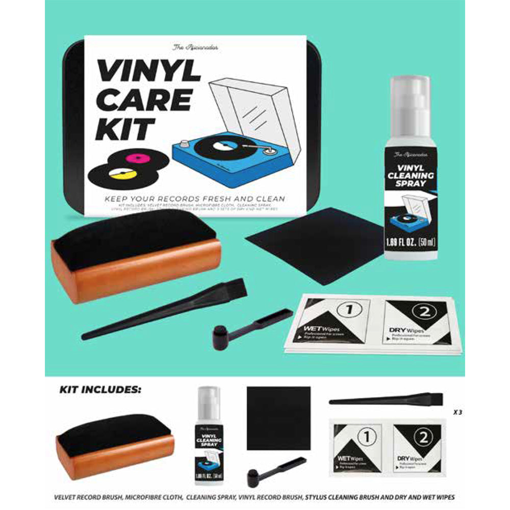 Gift Republic Vinyl Record Cleaning Care Brush Liquid Spray/Wipes Cleaner Kit — image 2