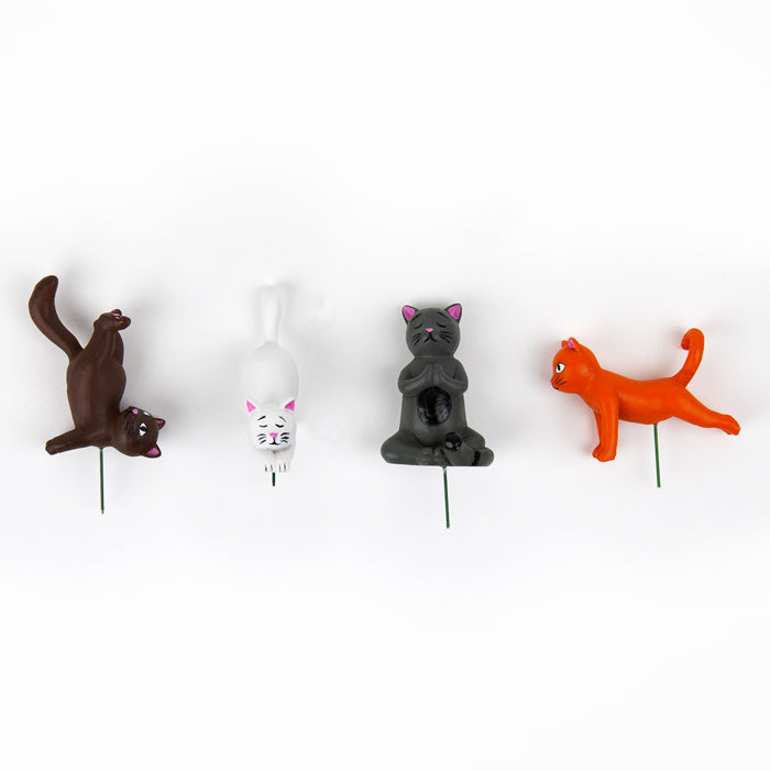 Gift Republic Yoga Cat Mini Pot Plant/Garden Decorating Solid Resin Inserts (4 Pieces)