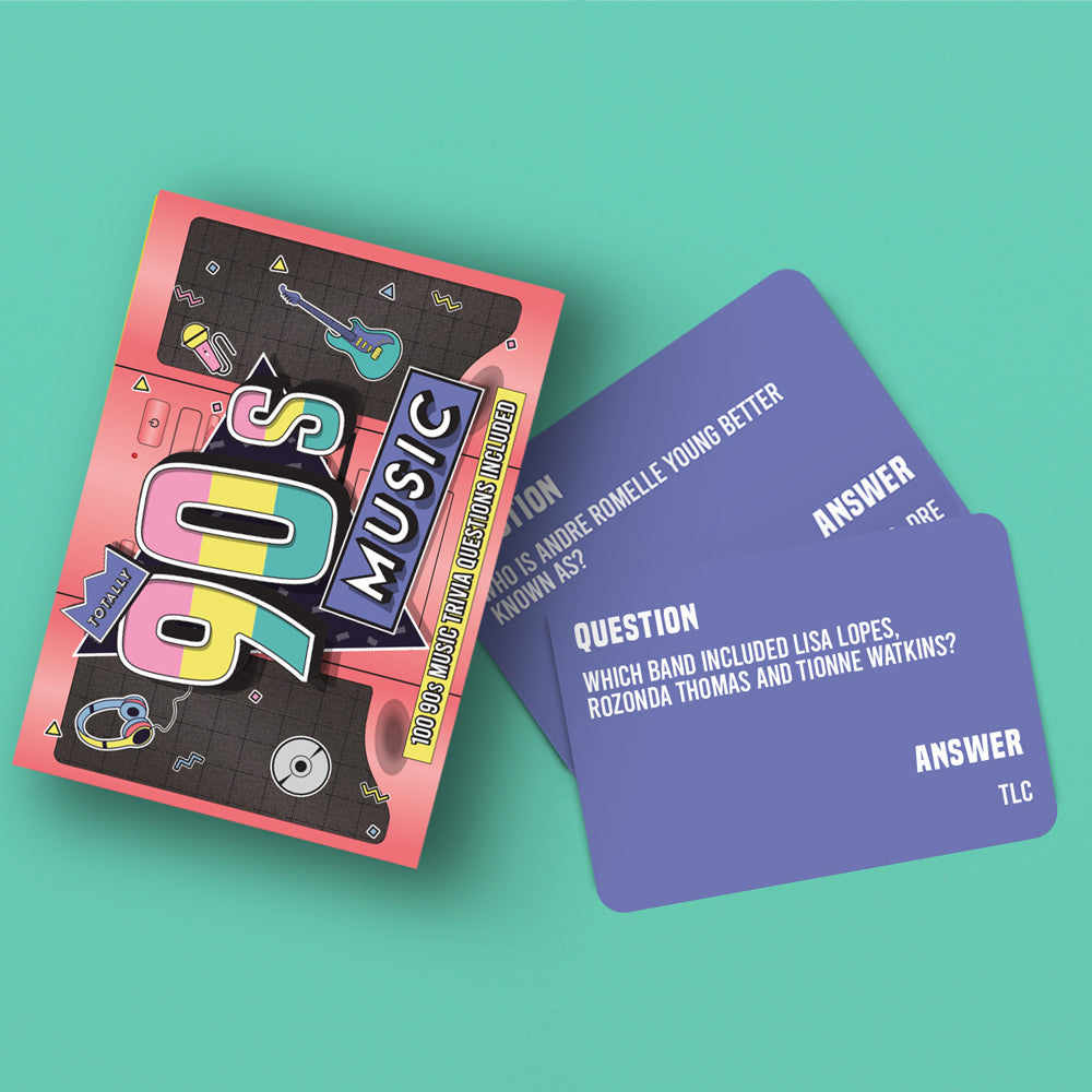 Gift Republic Totally 90s Music Trivia Question Cards Deck Set Party Game (100 Pieces) — image 3