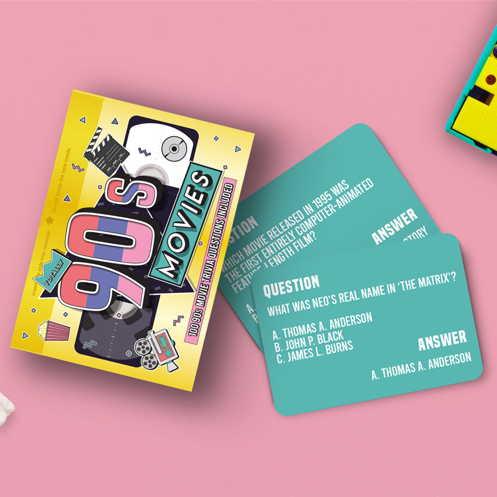 Gift Republic Totally 90s Movie Trivia Question Cards Deck Set Party Game (100 Pieces)