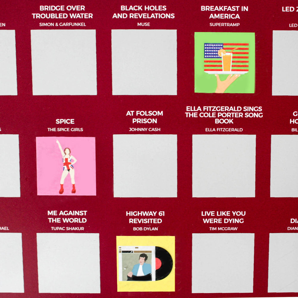 Gift Republic 100 Albums Scratch Bucket List Poster Music Challenge Checklist