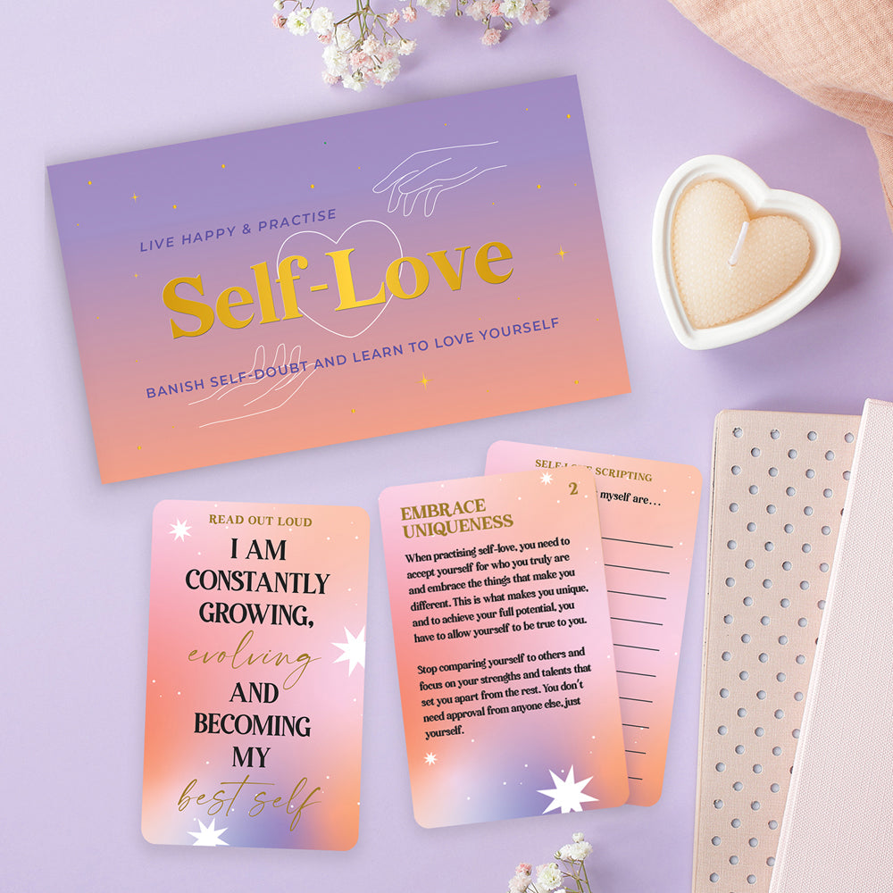Gift Republic Live Happy & Practice Self Love Cards Phrases Quotes Set (100 Pieces)