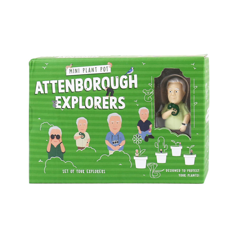 Gift Republic 14.5cm Mini Plant Pot Attenborough Explorers Statues Decor (4 Pieces)