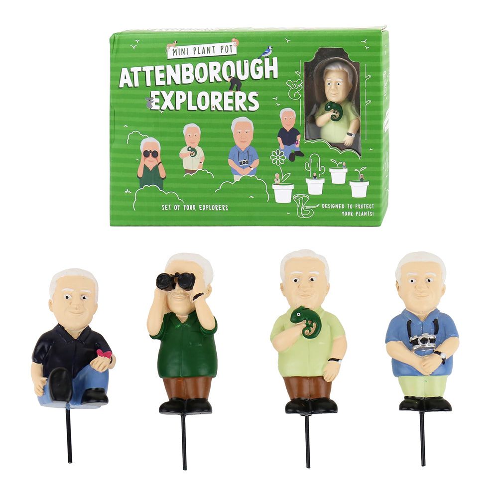 Gift Republic 14.5cm Mini Plant Pot Attenborough Explorers Statues Decor (4 Pieces) — image 3