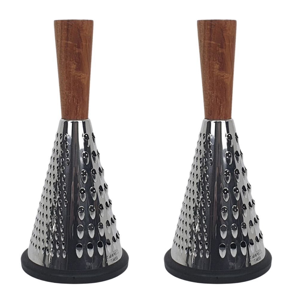Cerve Acacia Handle & Stainless Steel Grater 25cm Black (2 Pack)