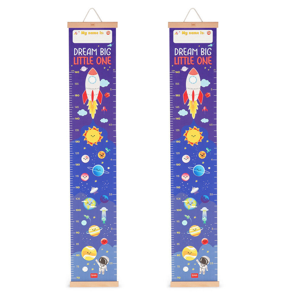 Legami Dream Big Little One Wall-Hanging Height Chart 160cm Blue Space (2 Pack)