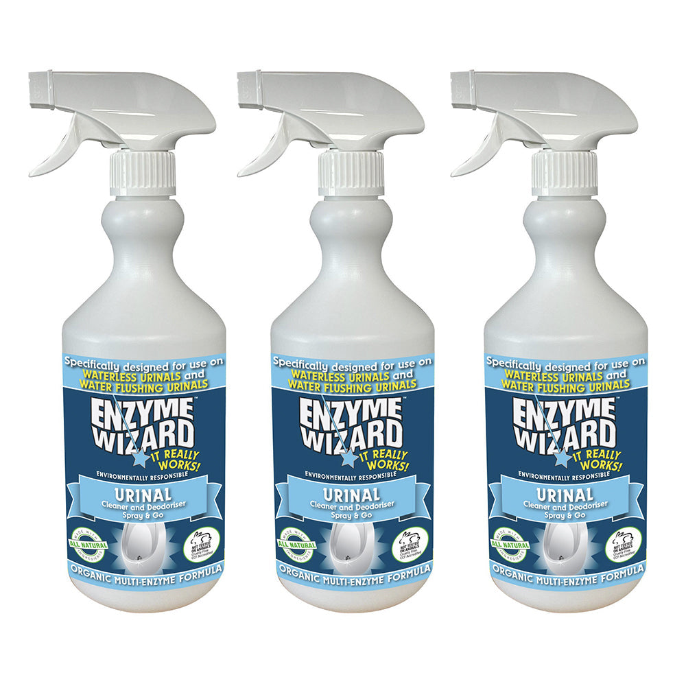 Enzyme Wizard Toilet Urinal Cleaner/Deodoriser Ph Neutral 750ml Spray (3 Pack)