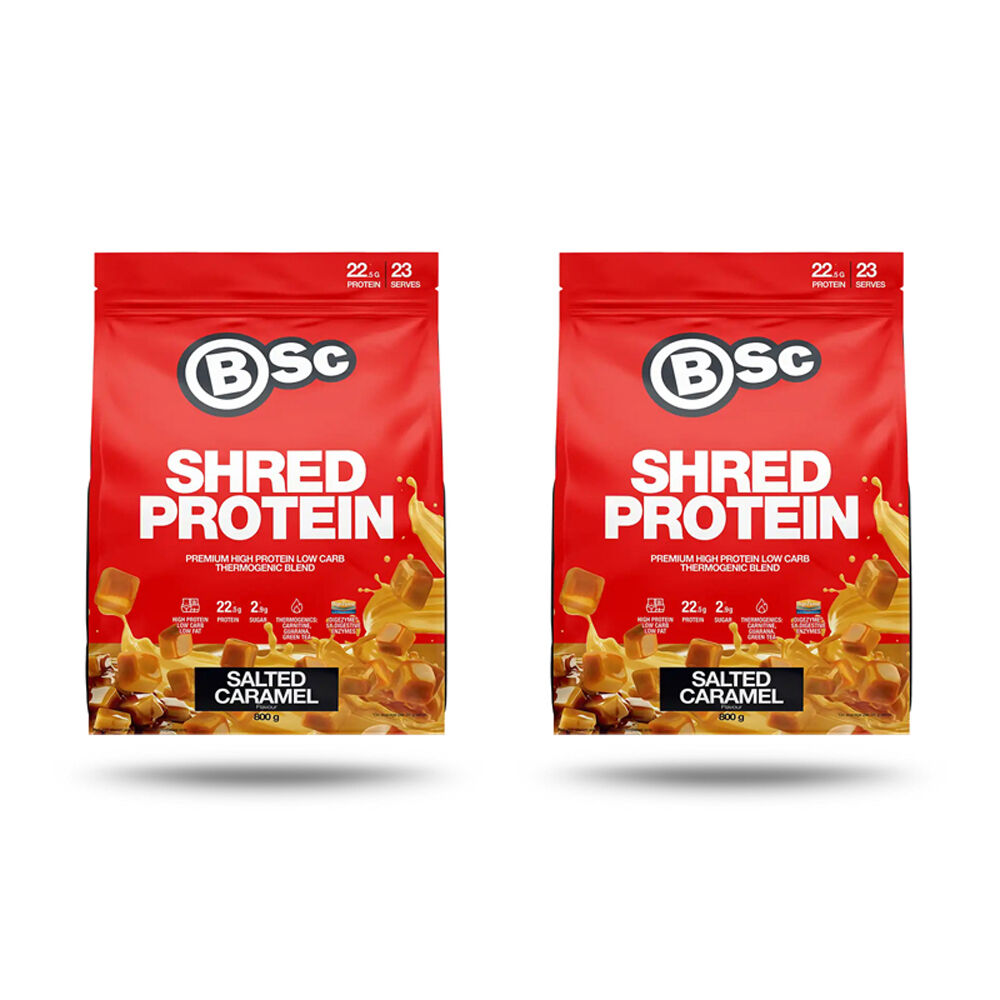 BSc High Protein Shred Powder Post Workout 23 Serves 800g Salted Caramel (2 Pack)