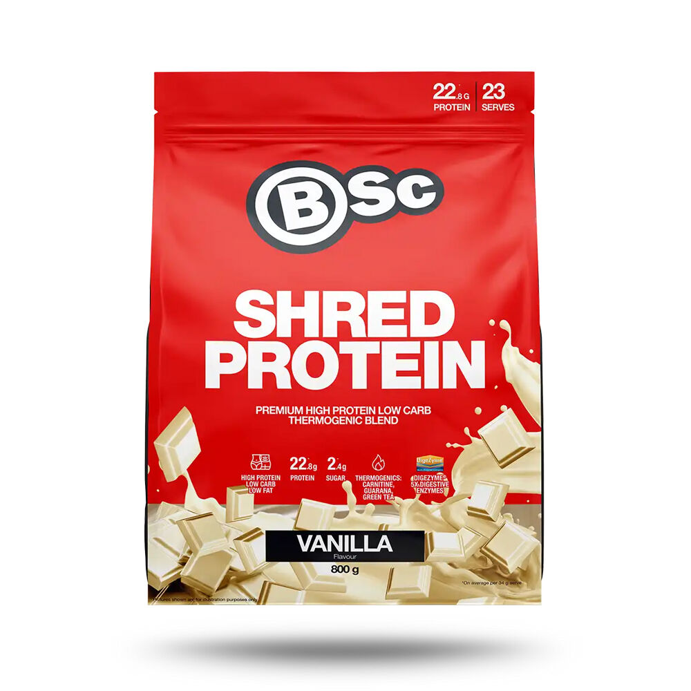 BSc 800g Vanilla High Protein Shred Powder Post Workout 23 Serves