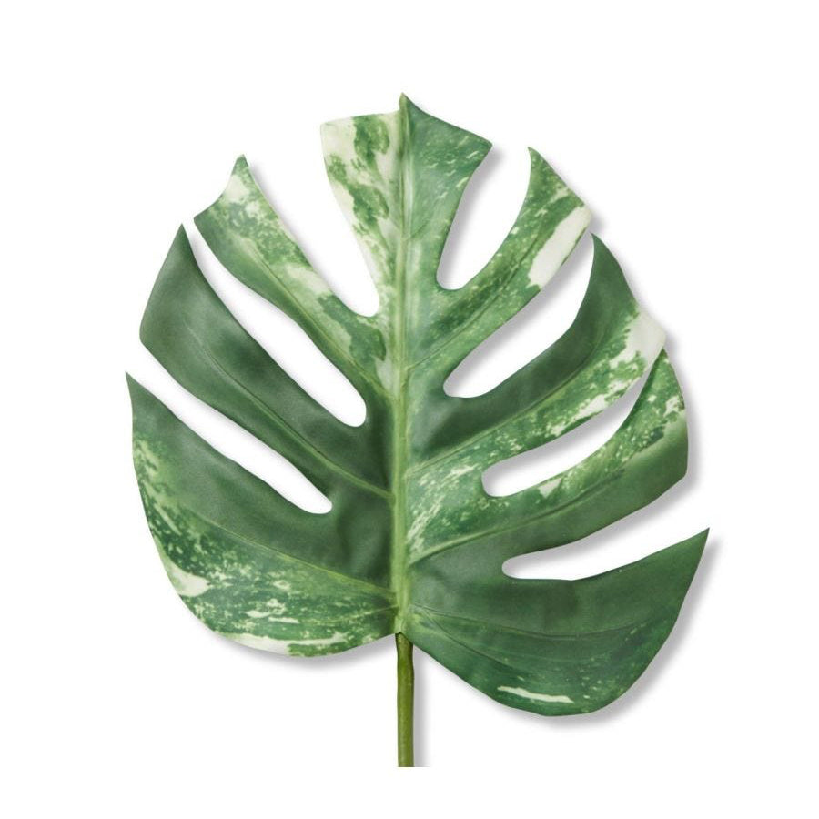 E Style 75cm Plastic Monstera Lush Stem Artificial Fake Decor Green/White (3 Pack) — image 3