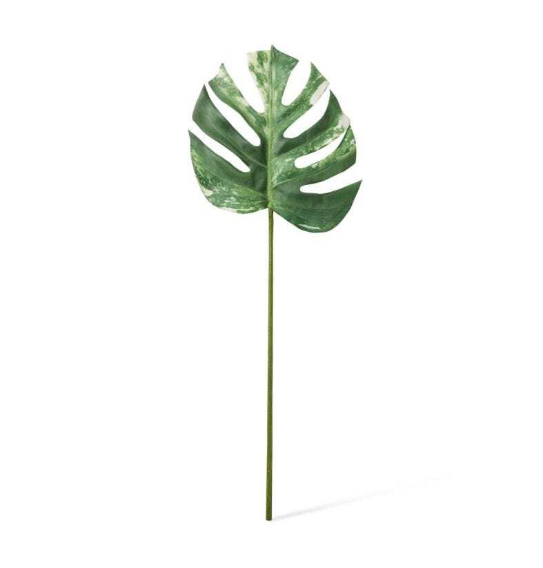 E Style 75cm Plastic Monstera Lush Stem Artificial Fake Decor Green/White