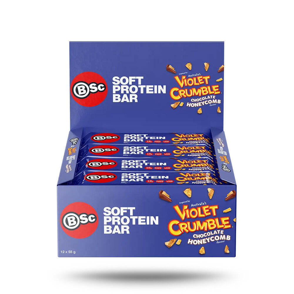 BSc 12PK BSc x Violet Crumble Soft High Protein Bar 55g Serve Chocolate Honeycomb (2 Pack) — image 2
