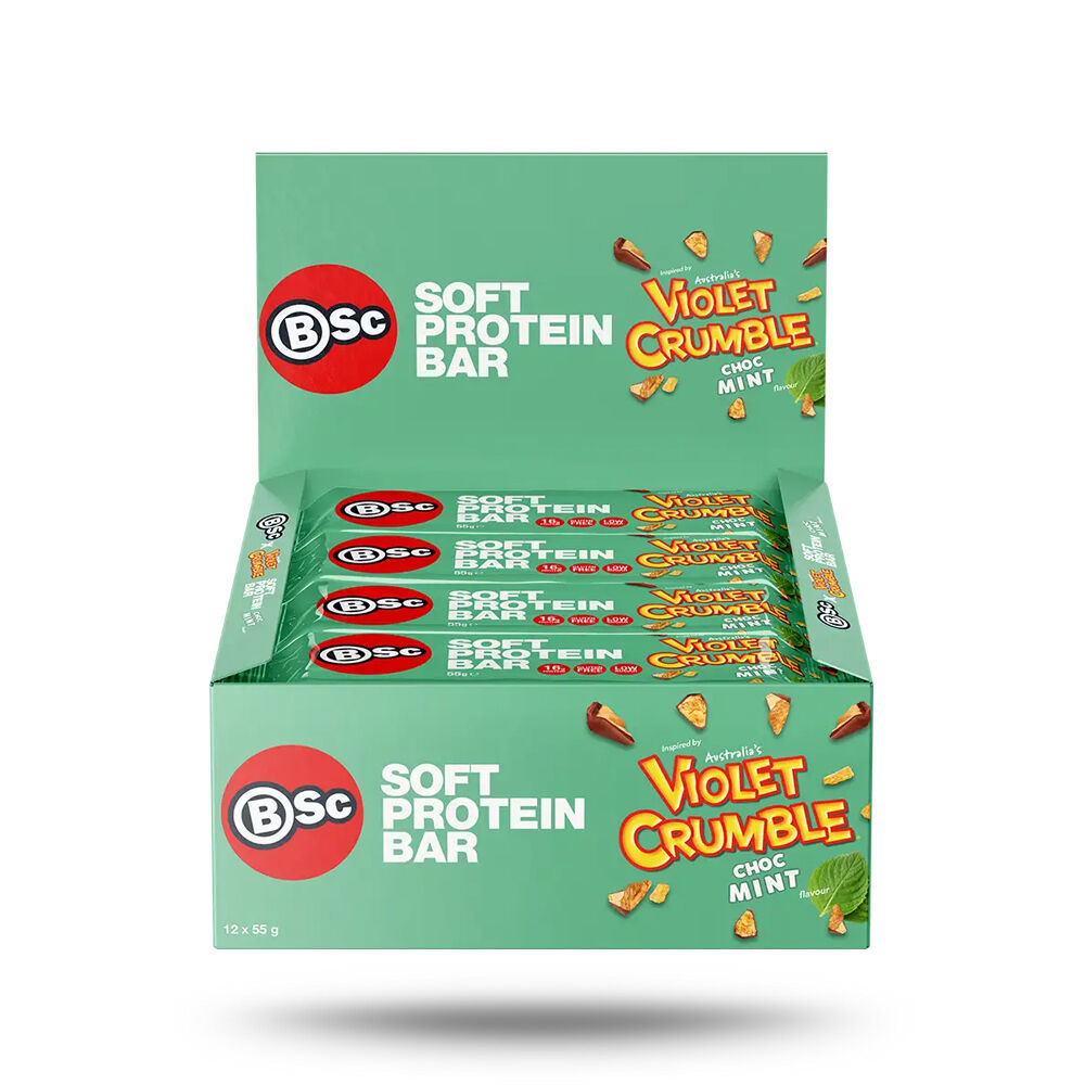 BSc x Violet Crumble Soft High Protein Bar 55g Serve Chocolate Mint (12 Pack)