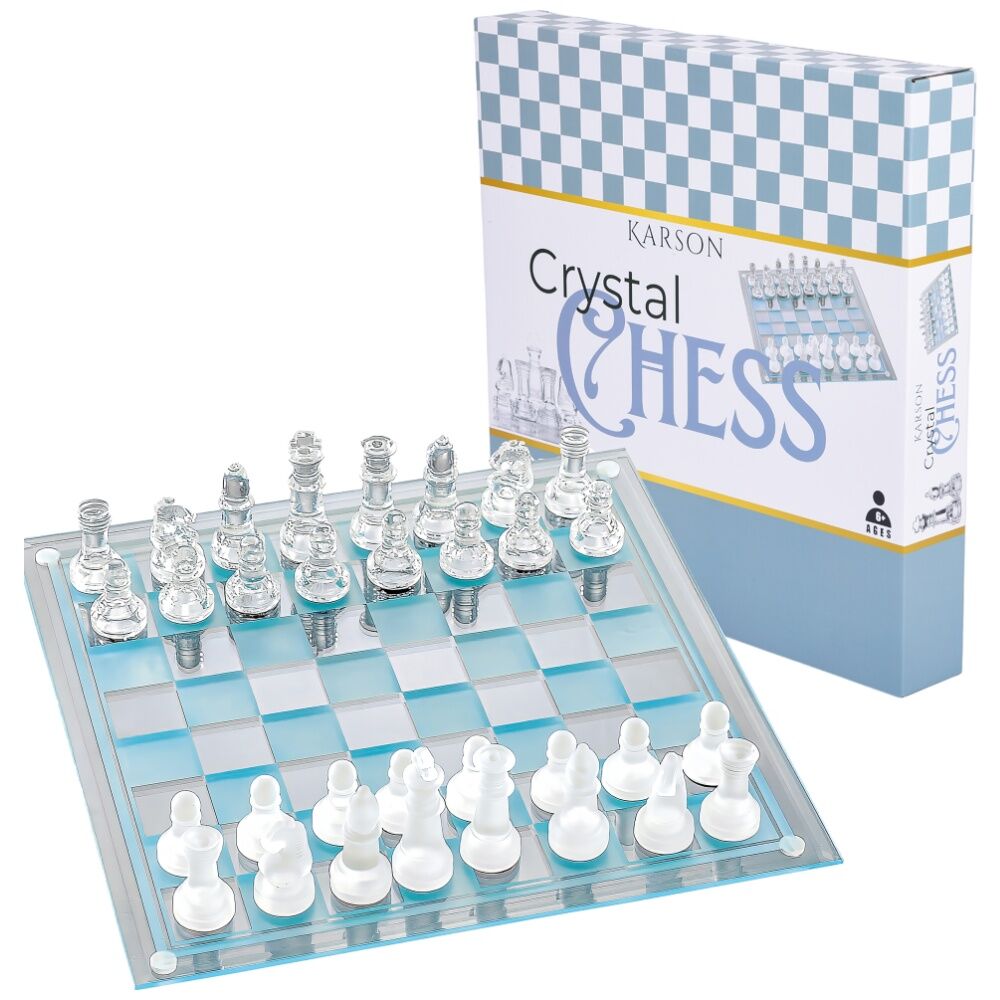 Karson Crystal Chess Game Set w/ Glass Board 6y+ 38x38x5.8cm Clear (32 Pieces) — image 2