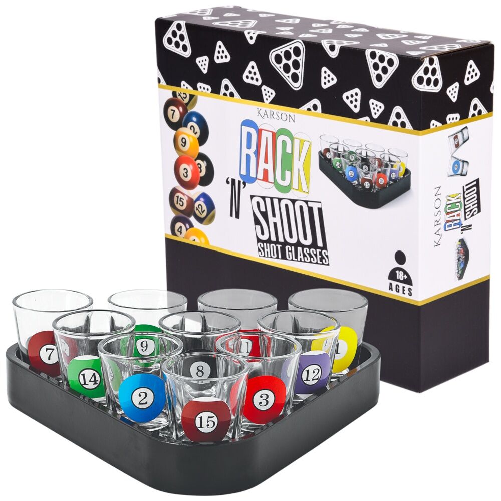 Karson Rack n Shoot Pool Shot Glassware Set 18y+ 23.5x21.7x7.5cm (10 Pieces) — image 2