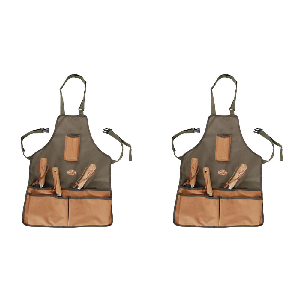 Esschert Design Garden Apron w/ Tool Pockets Accessory Holder Green (2 Pack)