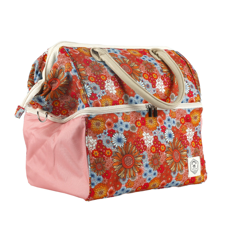Good Vibes Premium Insulated Picnic Cooler Bag Retro Summer Print 40x35x26cm