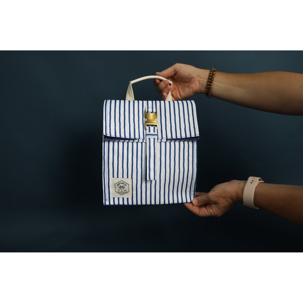 Good Vibes Insulated Durable Lunch Bag Satchel Mediterranean Print 25x22x16cm — image 2