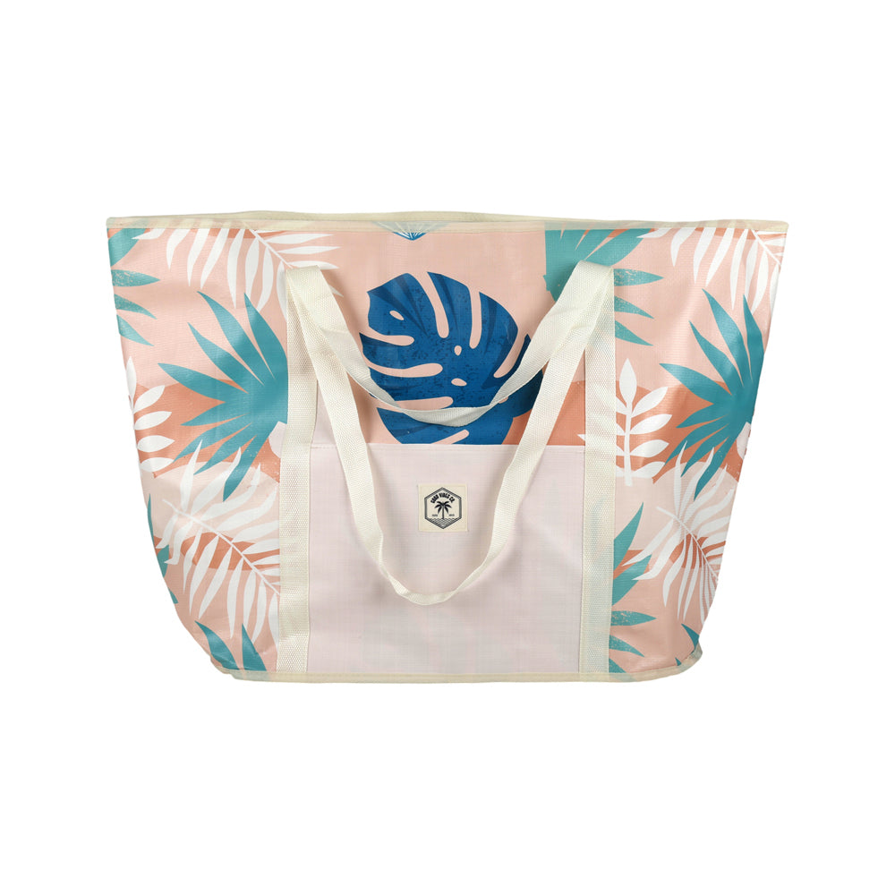Good Vibes Outdoor Camping Jumbo Beach Carry Bag Blush Palm Print 47x72x25cm
