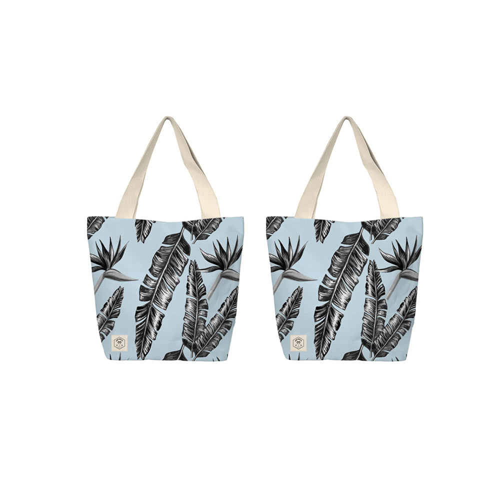 Good Vibes Beach Bag w/Inner Pocket Zip Closr Sorrento Palm Print 50x42x15cm (2 Pack)