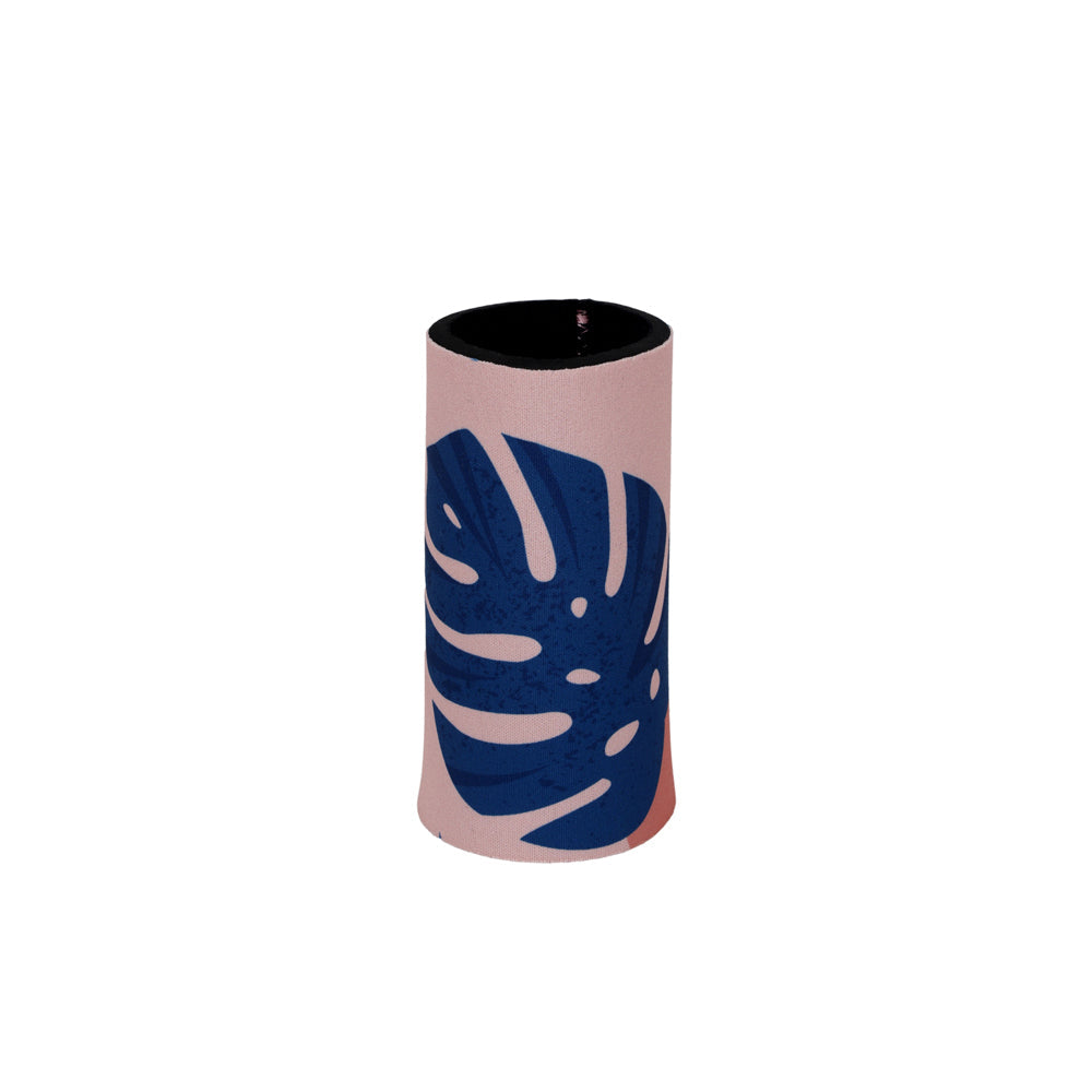 Good Vibes Outdoor Can Cooler Stubby Holder Skinny 6.5x12cm Blush Palm Print