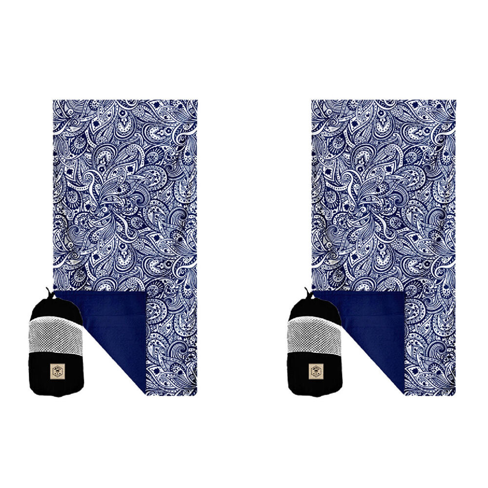 Good Vibes Eco Microfibre Beach Towel Quick Dry Tahitian Blue 160x90cm (2 Pack)
