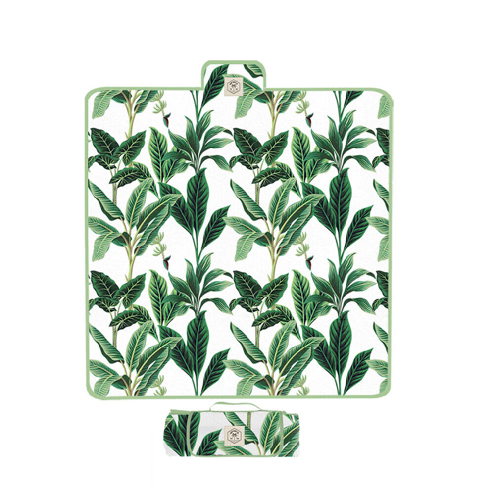 Good Vibes 200x200cm Large Premium Picnic Mat Botanical w/ Carry Bag