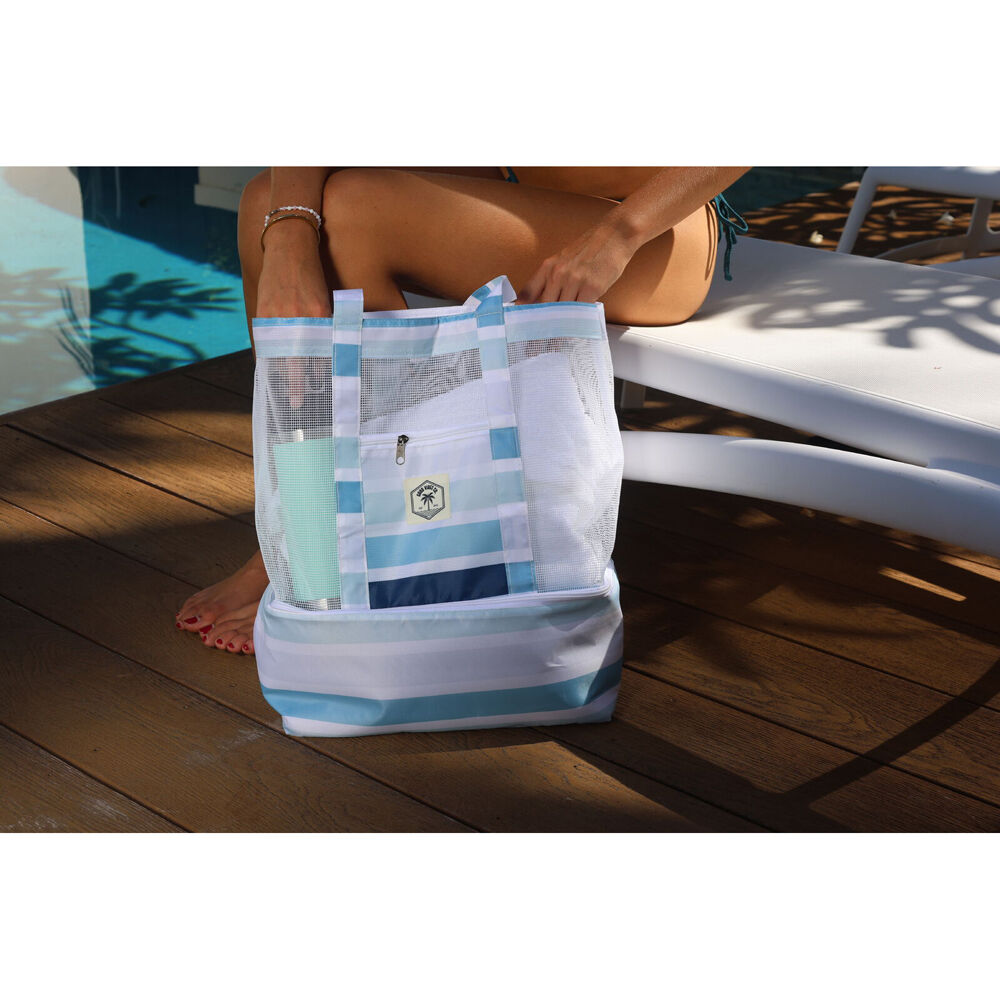 Good Vibes 47x45x20cm 2-in-1 Beach Insulated Cooler Bag Ocean Tide — image 2