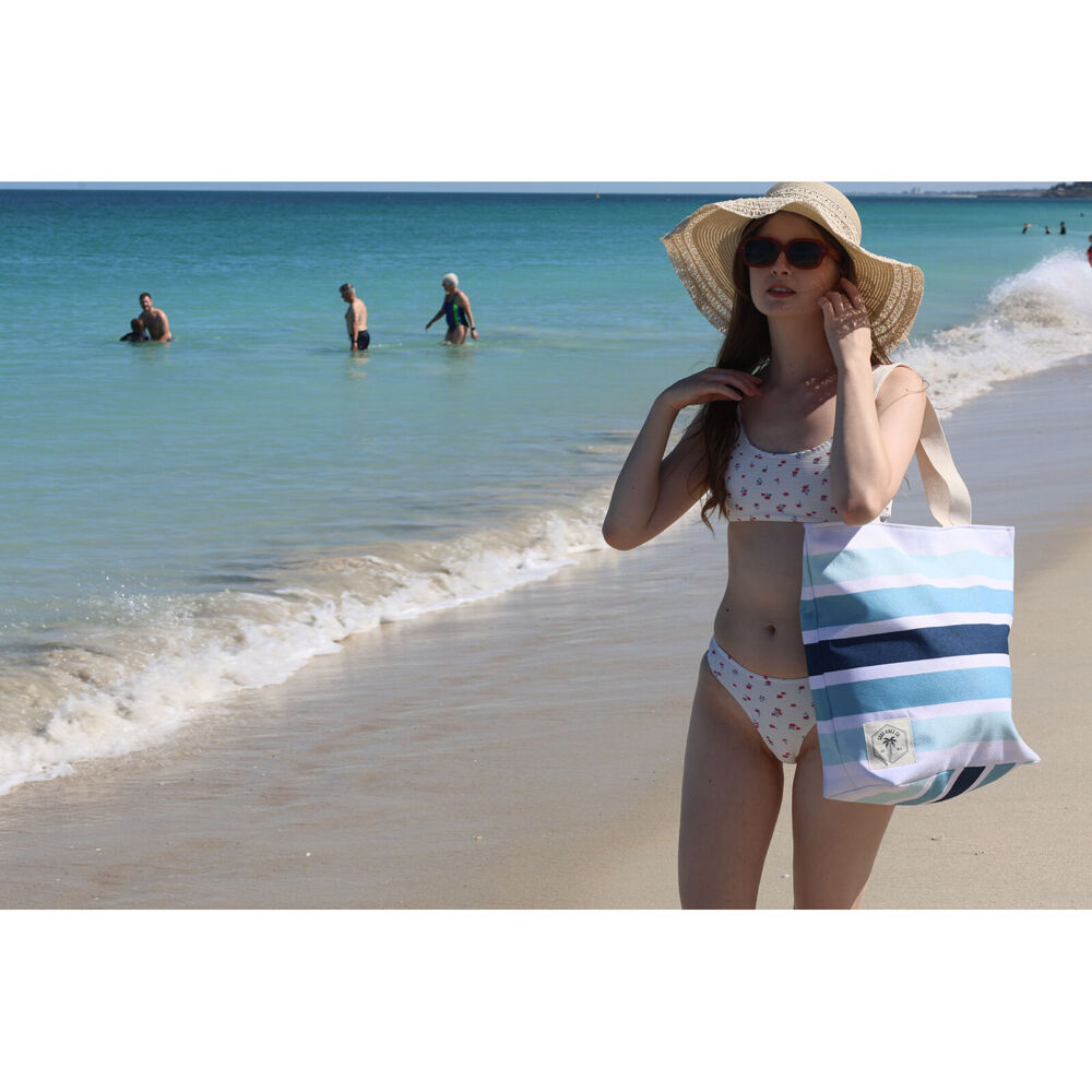 Good Vibes 41x47x15cm Canvas Beach Bag With Zip Ocean Tide Print — image 2