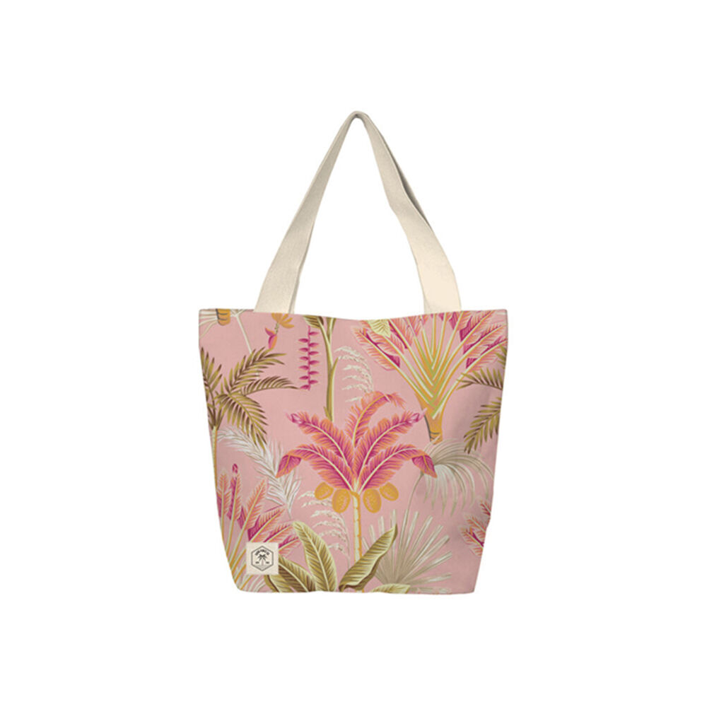 Good Vibes 41x47x15cm Canvas Beach Bag With Zip Tropicana Print