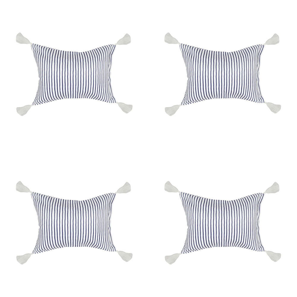 Good Vibes Inflatable Beach Pillow With Tassels Mediterranean 40x29x13cm (4 Pack)