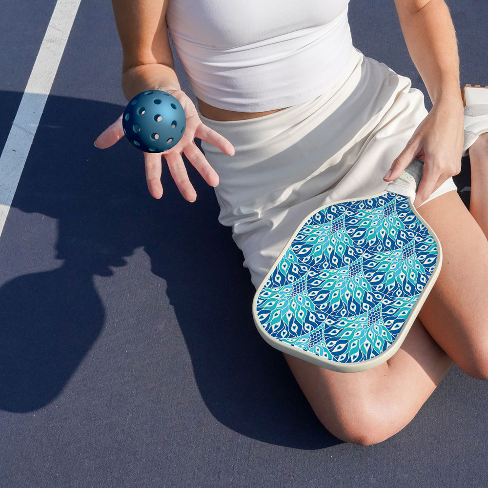 Good Vibes Pickle Ball Set Peacock Paradise Print 20x40x2.5cm Carbon Fibre — image 2