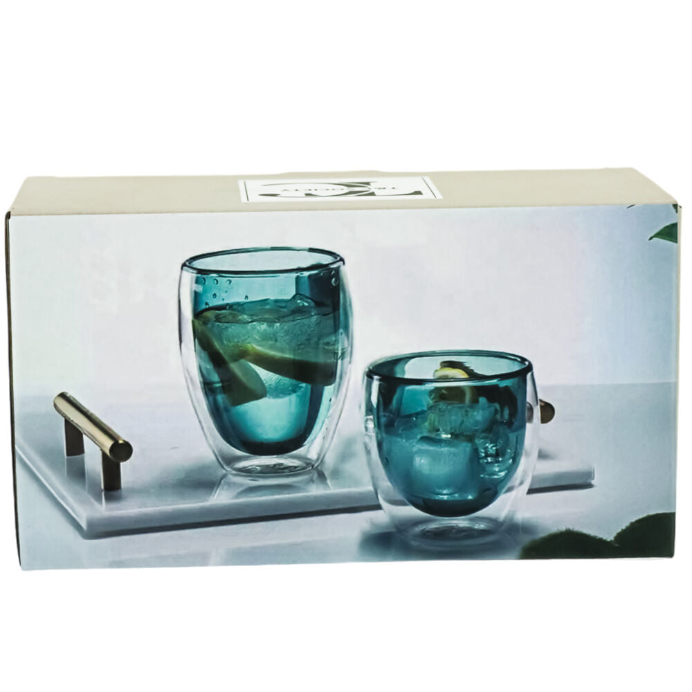 NF Living Serving Hued Glass 250ml Solid Double-Walled Teal (2 Pieces) — image 5