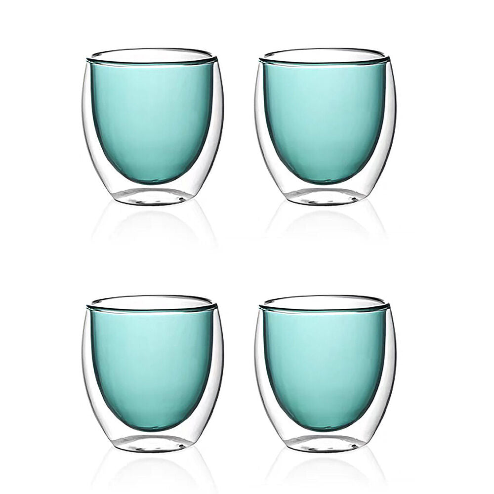 NF Living 2pc NF Living Serving Hued Glass 250ml Solid Double-Walled Teal (2 Pack)